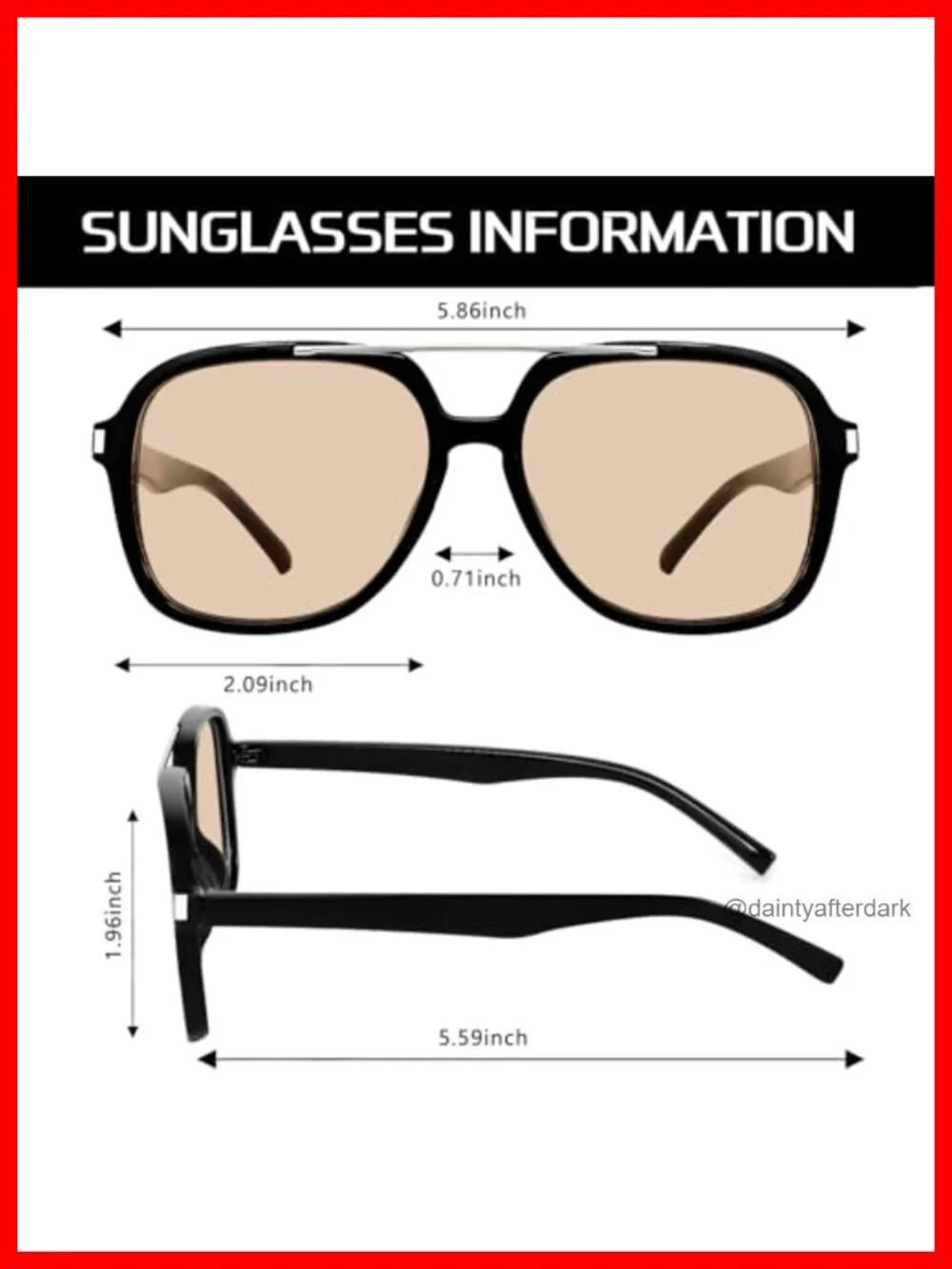 Square Top Bar Aviator Sunglasses Retro Lightweight Plastic Frame